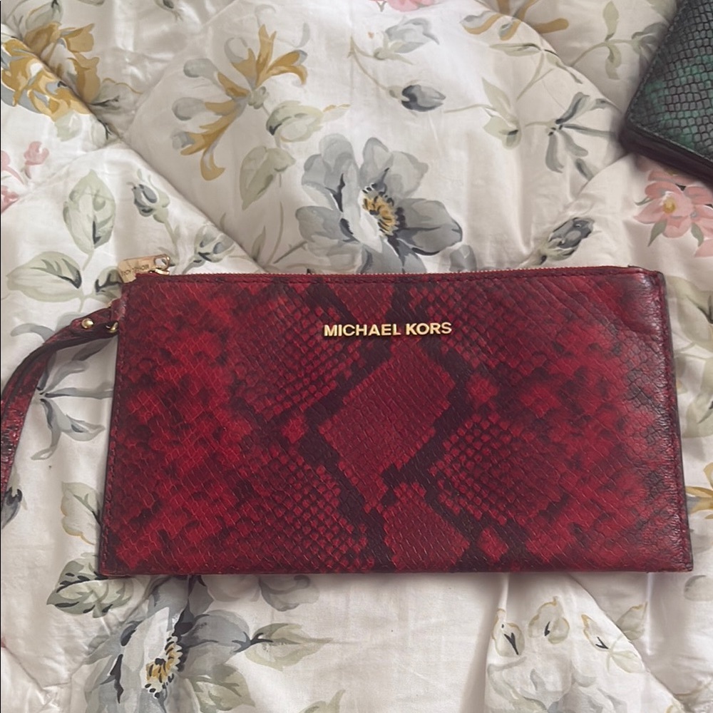 Michael Kors Red Clutch with Gold Hardware